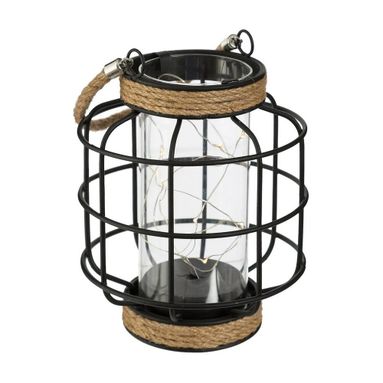 LANTERNA MICROLED H18CM IN METALLO A GRIGLIA NERO