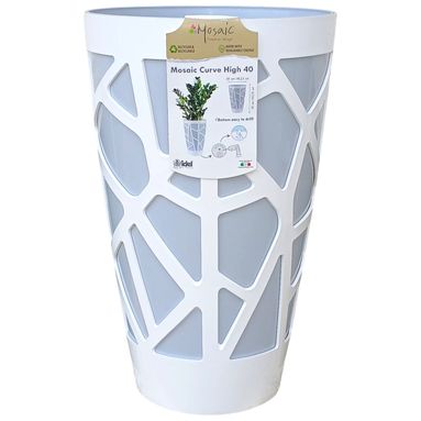 VASO MOSAIC CURVE D.26XH40CM AZZURRO/BIANCO