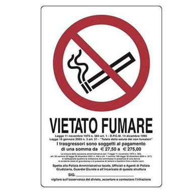 CARTELLO VIETATO FUMARE NORM. 30X20
