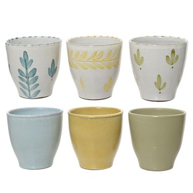 VASO BIANCO FOGLIE/TINTA UNITA D.13XH13CM CERAMICA