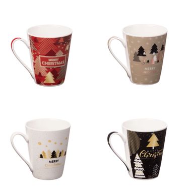TAZZA NATALIZIA COLAZIONE 8.5XH10CM NERA/MARRONE.