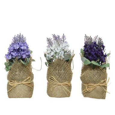 VASO DI JUTA CON LAVANDA H17CM IN 3 COLORI