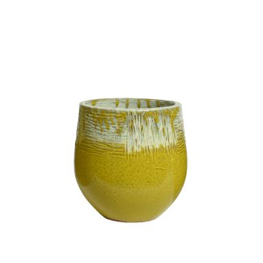 FIORIERA NOHA IN TERRACOTTA D.26XH31CM GIALLA / BI