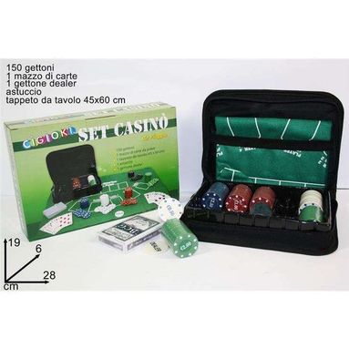 SET CASINO CON FICHES. CARTE E TAPPETO GIOCO.
