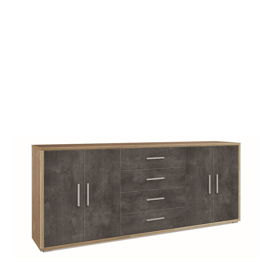 mobile-4-ante-4-cassetti-kit-203x41xh84cm-struttura-noce-stelvio-frontale-ossido-nero