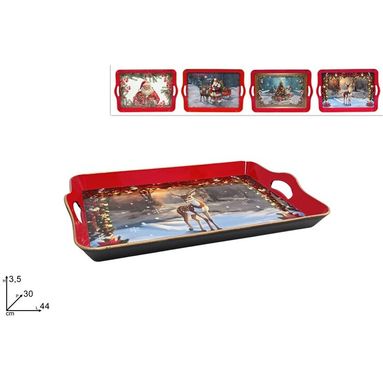 VASSOIO PLASTICA CON DECORO NATALIZIO 44X30CM