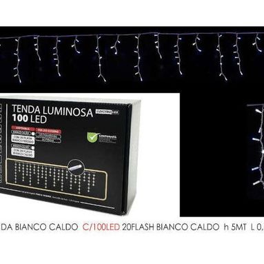 TENDA 100 LED BIANCO CALDO 5XH0.65M CON 20 FLASH.