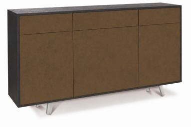 MOBILE 3 ANTE 3 CASSETTI KIT 164X41XH92CM STRUTTURA OSSIDO NERO FRONTALE RUGGINE