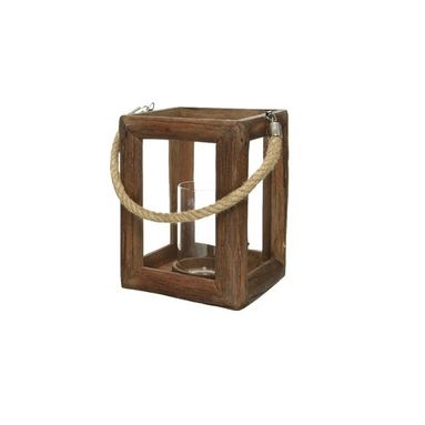 LANTERNA IN QUERCIA MARRONE 18X18XH24CM CON MANICO