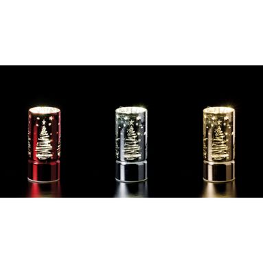 LANTERNA NATALIZIA IN VETRO 10 LED D.7XH15 ORO/ARG