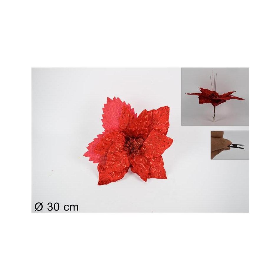 fiore-rosso-30cm-con-clip
