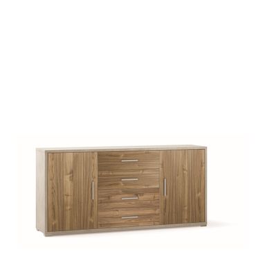 MOBILE 2 ANTE 4 CASSETTI KIT 174X41XH84CM STRUTTURA OSSIDO BIANCO FRONTALE NOCE STELVIO