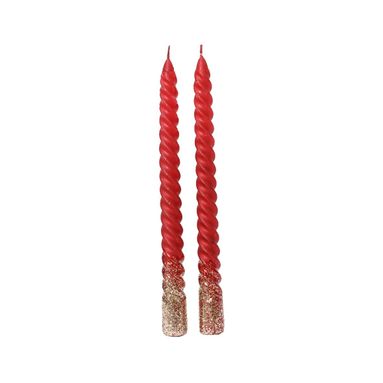 SET 2 CANDELE TORCIGLIONE 25CM ROSSE FINO A 5 ORE.