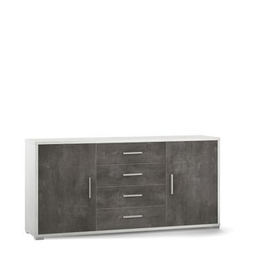 MOBILE 2 ANTE 4 CASSETTI KIT 174X41XH84CM STRUTTURA OSSIDO BIANCO FRONTALE OSSIDO NERO