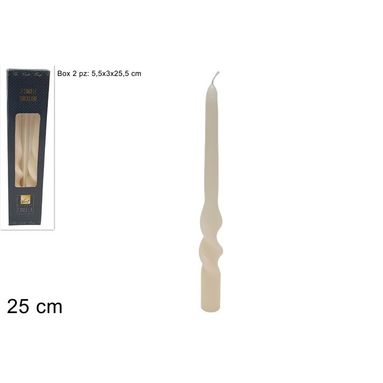 CANDELE TORCIGLIONE SET 2PZ AVORIO IN BOX 25 CM
