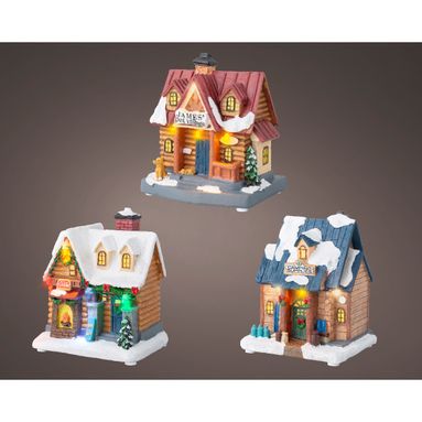 CASETTA NATALIZIA 10X12XH13CM INNEVATA CON LED..