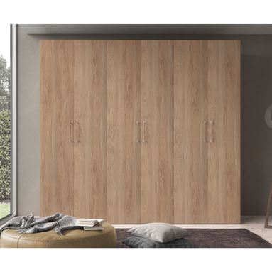 ARMADIO BASIC 6 ANTE BATTENTI 270X58XH247CM NOCE