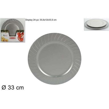 SOTTOPIATTO 33CM BORDI RIGATI SILVER.