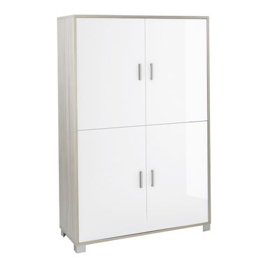 MOBILE 4 ANTE KIT 108X41XH161CM STRUTTURA OLMO CHIARO FRONTALE BIANCO LUCIDO