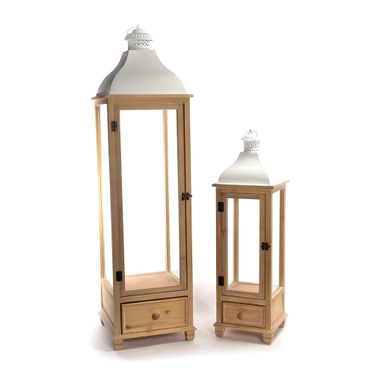 LANTERNA 30X30XH113CM IN LEGNO INCOLORE E METALLO