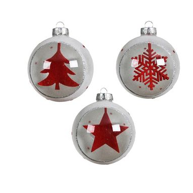 SFERA NATALIZIA BIANCA IN VETRO 8CM