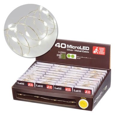 CATENA 40 MICROLED BIANCO FREDDO 4M A BATTERIA