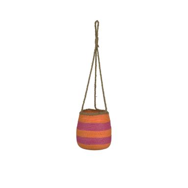 VASO PENSILE D.14XH18CM ARANCIONE A RIGHE