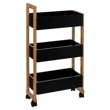 CARRELLO IN BAMBOO 38X20XH80CM CON 3 RIPIANI NERI