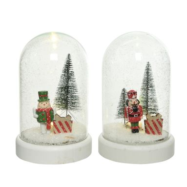 SFERA NATALIZIA CON NEVE E LUCI LED DIA9.5X15.5CM.