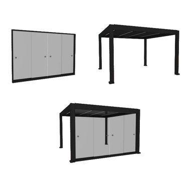 KIT VETRO 10MM 369XH235CM PROFILI GRIGIO RAL 7016 PER PERGOLA BIOCLIMATICA