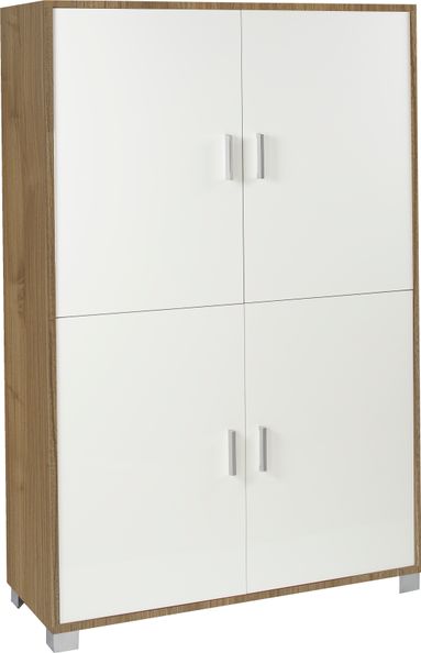 MOBILE 4 ANTE KIT 108X41XH161CM STRUTTURA NOCE STELVIO FRONTALE BIANCO FIAMMATO