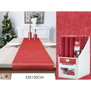 RUNNER NATALIZIO 33X150CM ROSSO GLITTER.