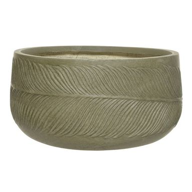 CIOTOLA IN ARGILLA VERDE D.46XH23CM EFFETTO FOGLIA
