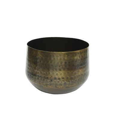 VASO IN FERRO CON FINITURA BRUCIATA 17X17X52CM ORO