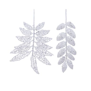 FOGLIA GLITTERATA BIANCA CON PAILETTES