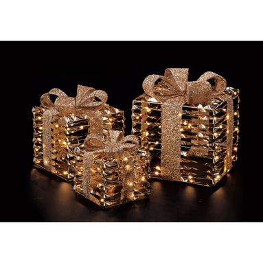 SET 3 PACCHI REGALO ORO 20/30/40 LED..