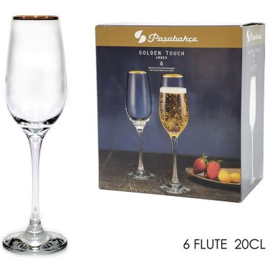 SET 6 FLUTE AMBER GOLDEN 20 CL
