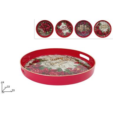 VASSOIO PLASTICA TONDO STELLA DI NATALE D33 CM