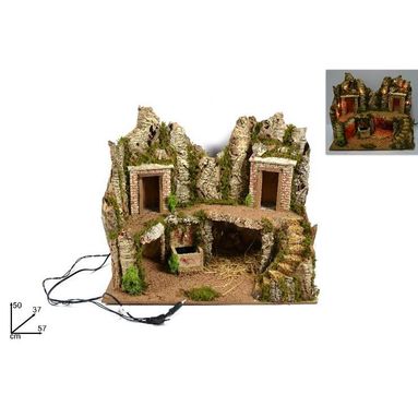 SCENARIO PRESEPE 57X37XH50CM CON FONTANA E LUCI
