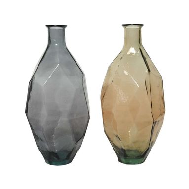 VASO IN VETRO RICLATO MARRONE/GRIGIO H59CM