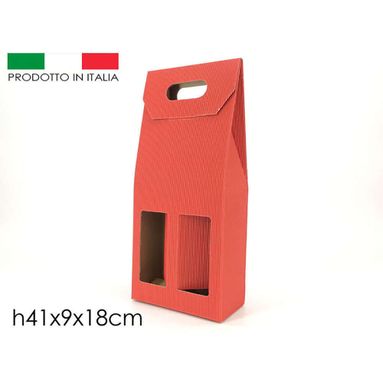 BOX VINO KRAFT 2 POSTI 18X9X41 ROSSA.