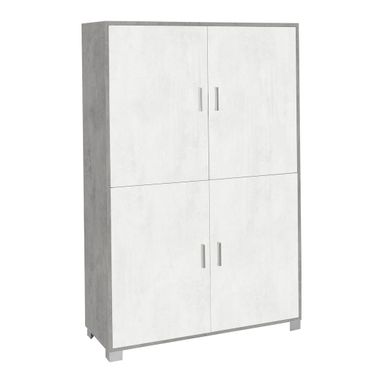 MOBILE 4 ANTE KIT 108X41XH161CM STRUTTURA CEMENTO FRONTALE OSSIDO BIANCO