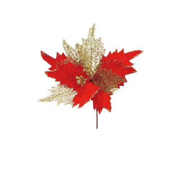 FIORE NATALIZIO ROSSO D.33XH33CM IN VELLUTO.