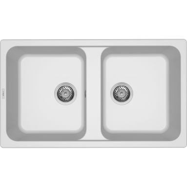 LAVELLO LIFE 86X50CM BIANCO REVERSIBILE CON 2 VASC