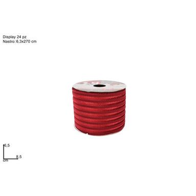 NASTRO ROSSO 6,3X270CM IN VELLUTO RIGATO.