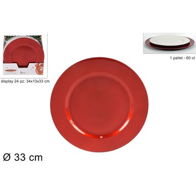 SOTTOPIATTO ROSSO 33CM CON BORDO LISCIO.