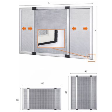 ZANZARIERA ESTENSIBILE 70X100CM ALLUMINIO