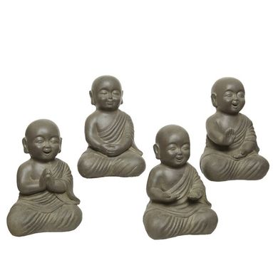 STATUETTA DI BUDDHA IN ARGILLA 24X20XH35CM IN 4 AS