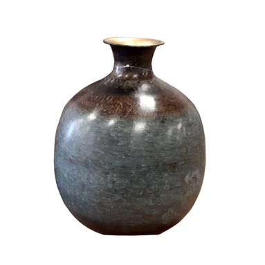 VASO IN VETRO CON BORDO DORATO DIA28X35CM VERDE