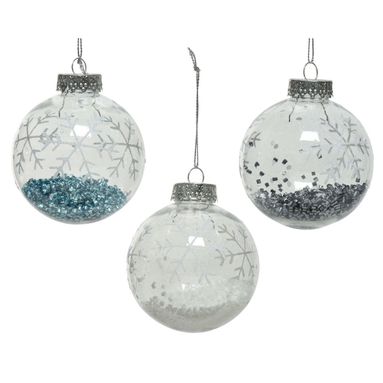 SFERA NATALIZIA BIANCA 8CM CON FIOCCO DI NEVE.